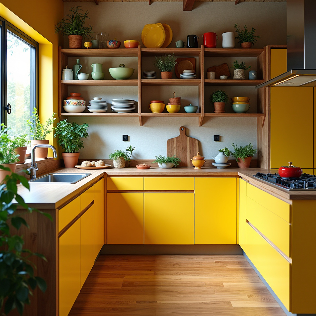 Yellow Kitchen Cabinets 40