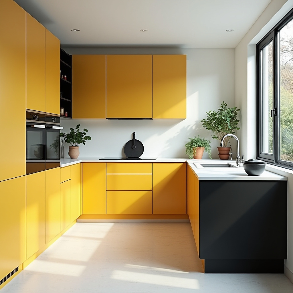 Yellow Kitchen Cabinets 7